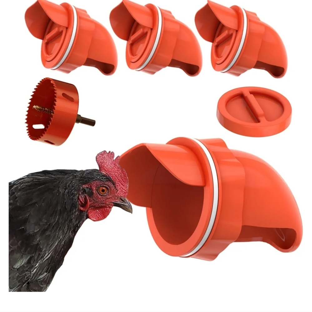 Lil Clucker Poultry Feeder Ports Orange Pack of 4 Feeder Ports